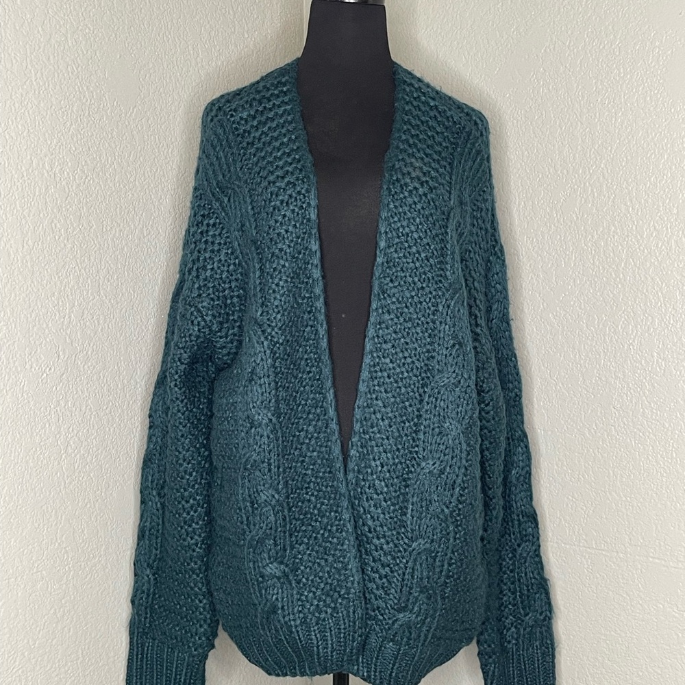 Teal Cable Knit Women Sweater